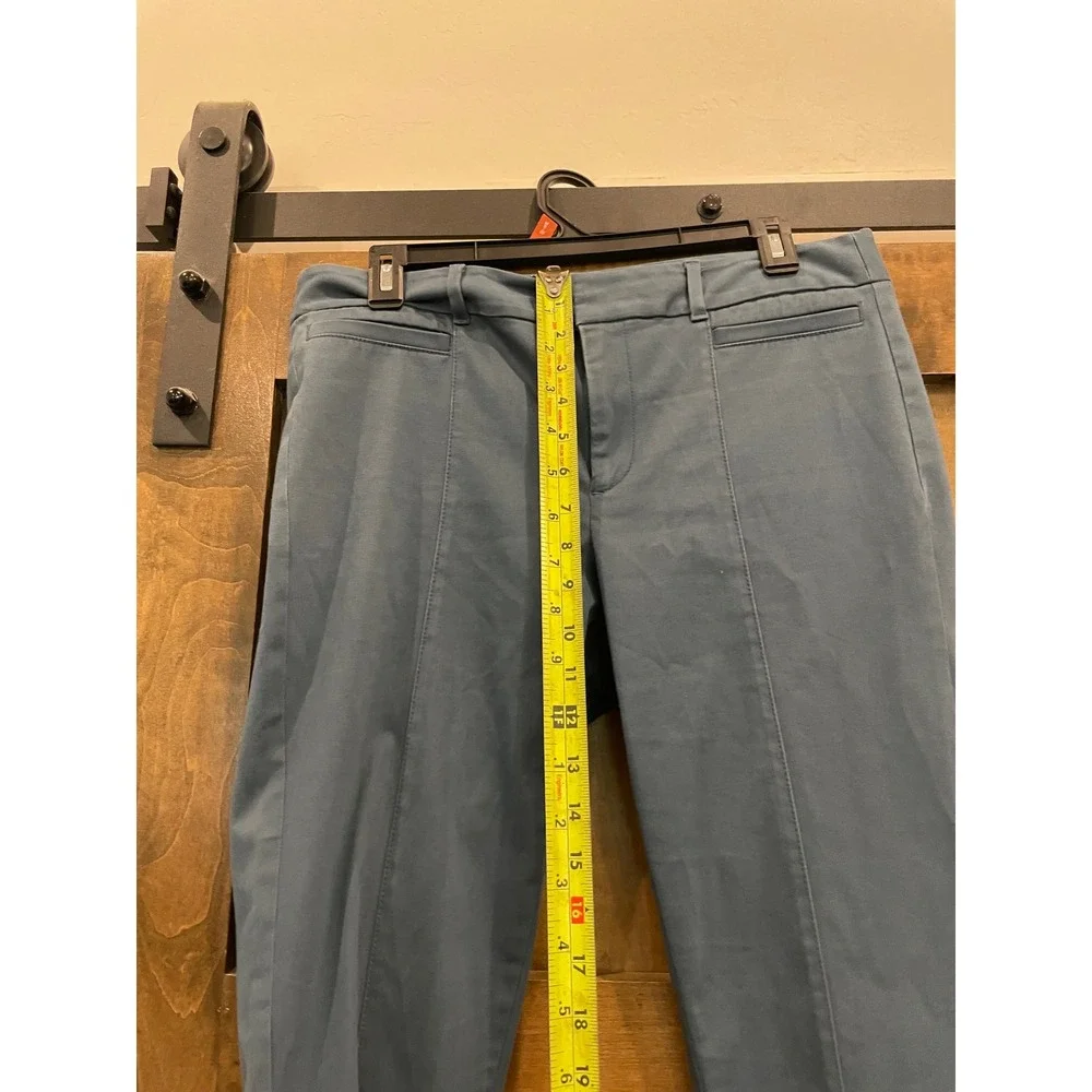 Loft Womens Skinny Chino Pants Slate Blue Front Seam‎ Detail Size 8